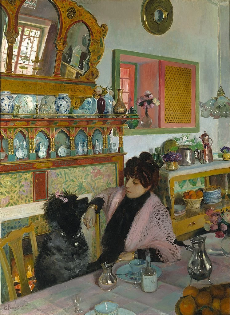 Marie Rochegrosse nella sala da pranzo